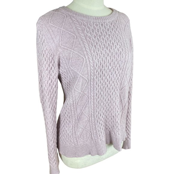 Cyrus Evolution Cable Knit Fisherman Sweater Purple Cottagecore Classic Coast-L - Picture 13 of 13